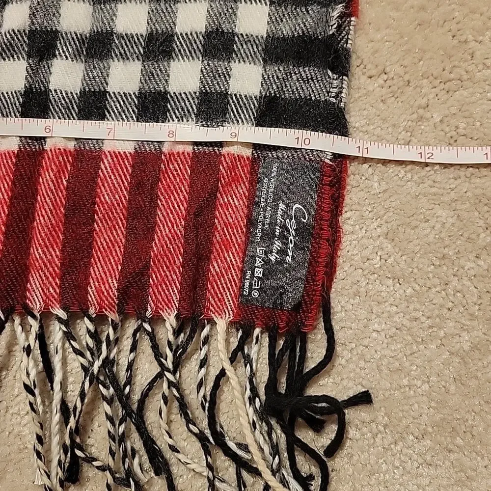 Cejon Plaid Tartan Scarf Wrap Italian Preppy Unisex Oblong Fringe Luxury
